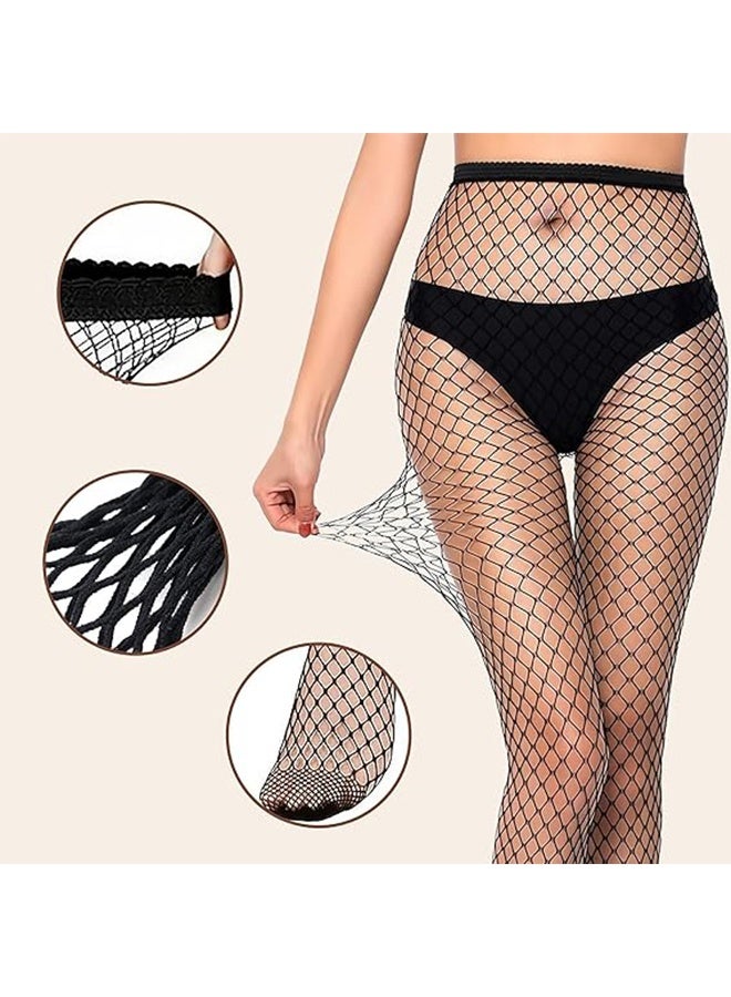 4Pcs Fishnet Stockings for Women, High Waist Tights Fishnet Stockings, Black Thigh High Pantyhose, One Size Fit All - Image 4